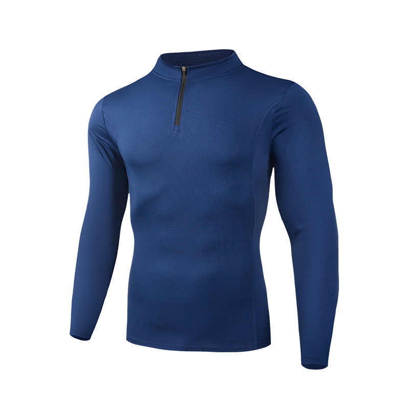 Odm personalizado medio cremallera corset hombre transfronterizo manga larga yoga rápido entrenamiento de acondicionamiento físico camiseta deportiva para correr