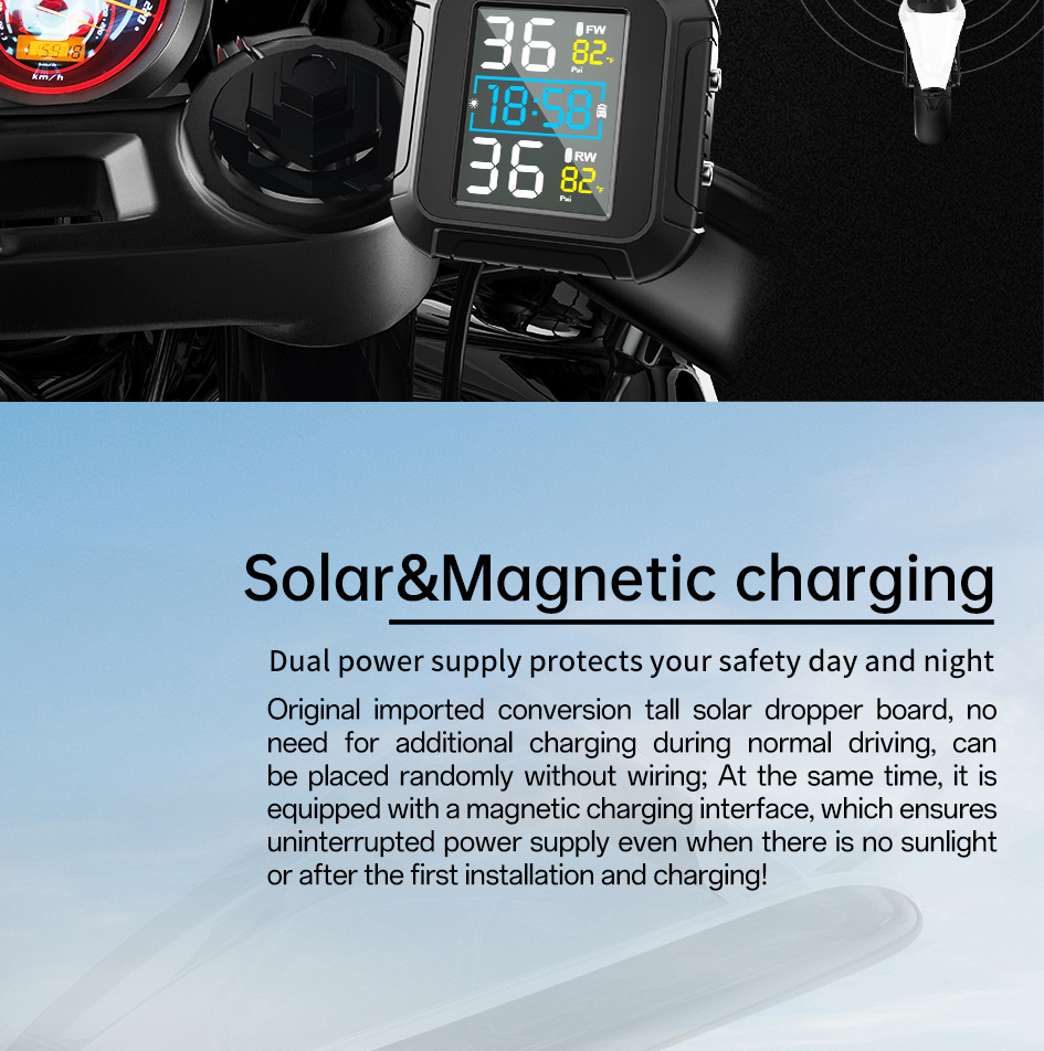 Mt20 Cross-Border Motorcycle Tire Pressure Monitor, Electric Motorcycle Detector, External Wireless Tire Pressure Detection System