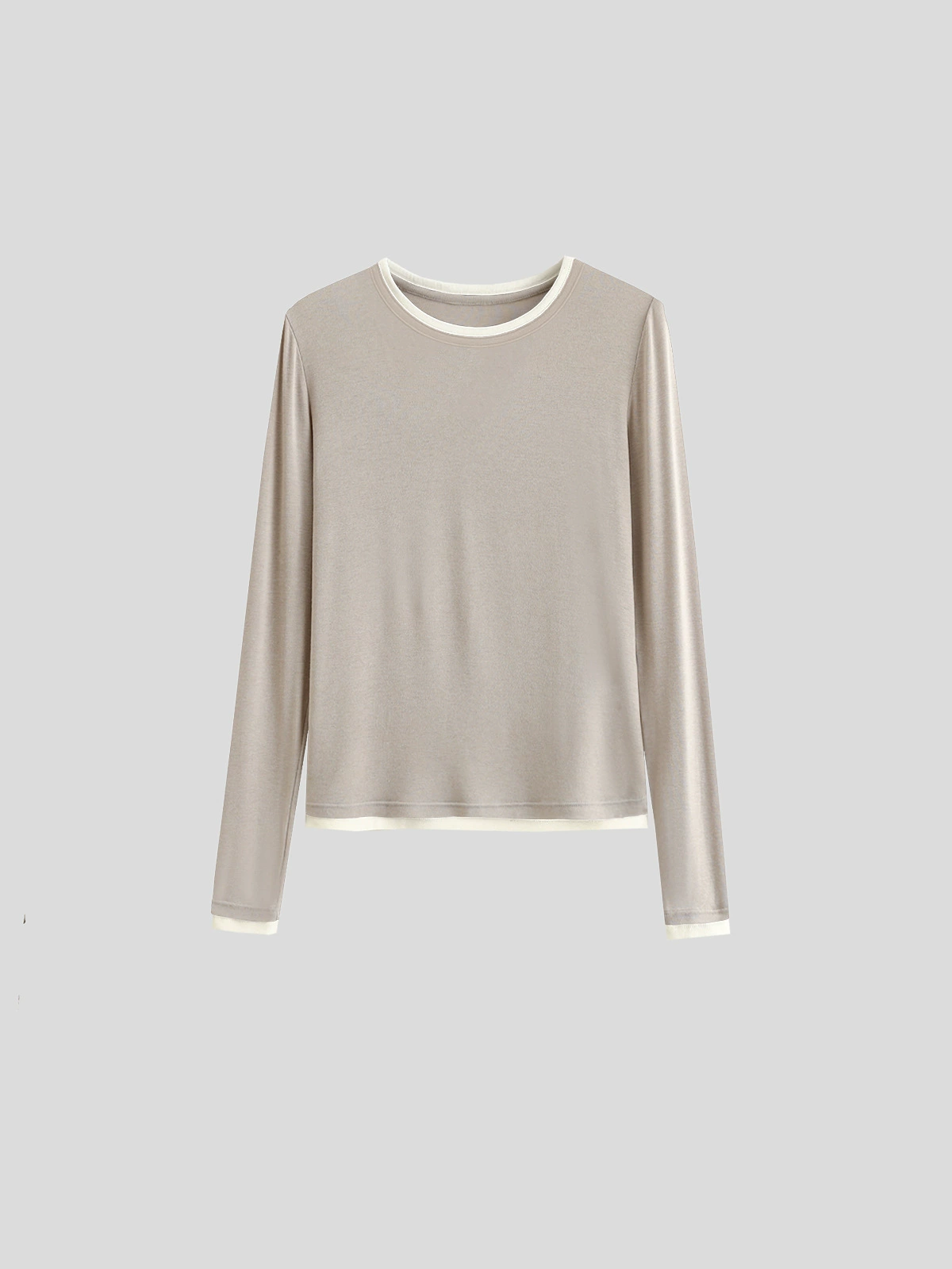 Туника с длинным рукавом из шерсти, slim fit, круглый ворот, многоколерные размеры S–XL