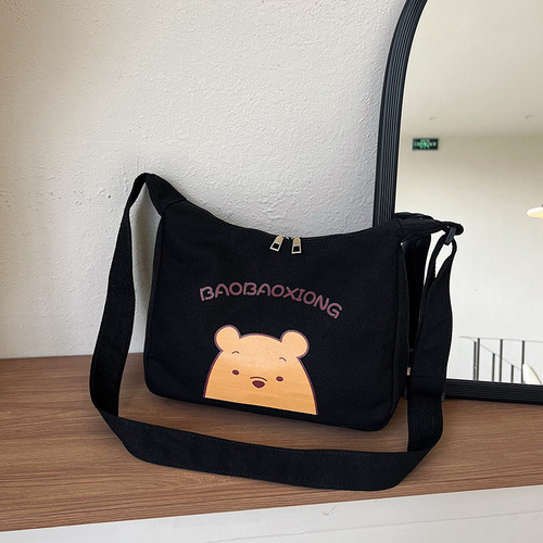 Cotton Canvas Women's Crossbody Bag 2024 Trendy Tote Bag Large Capacity Single Shoulder Bag Versatile University Student School Bag
