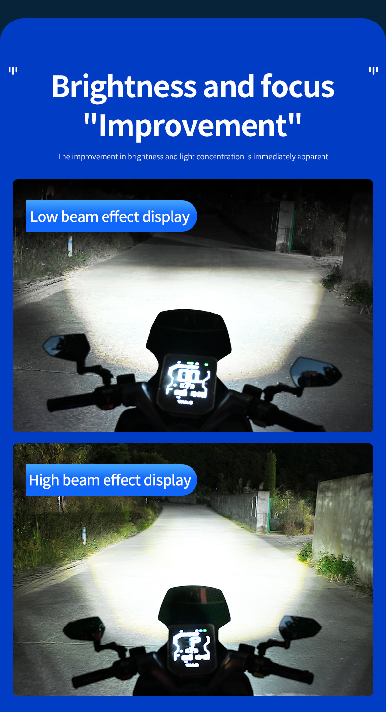 New product exclusively for cross-border sales: LED motorcycle headlight H4 BA20D, dual-color white and yellow, ultra-bright front headlight lens