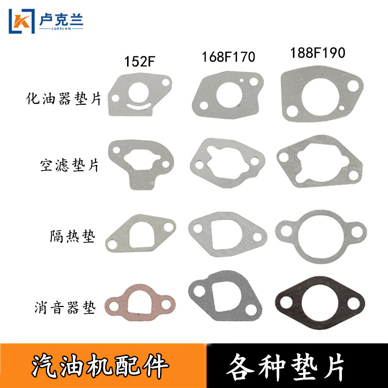 Gasoline Engine Accessories 188F190 Carburetor Gasket Silencer Air Filter Insulation Sealing Gasket Gx160 Paper Gasket