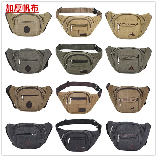Factory direct new men's canvas sports waist bag women's leisure fashion large capacity storage cash register waist bag