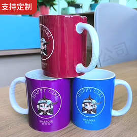 白色马克杯现代简约风格刻字水杯logo图片可来样印制陶瓷杯