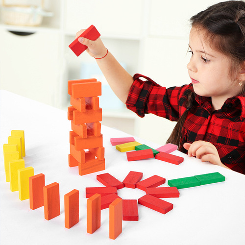 Dominoes 120 piece set children's educational intelligence building blocks adult students kindergarten wooden toys male