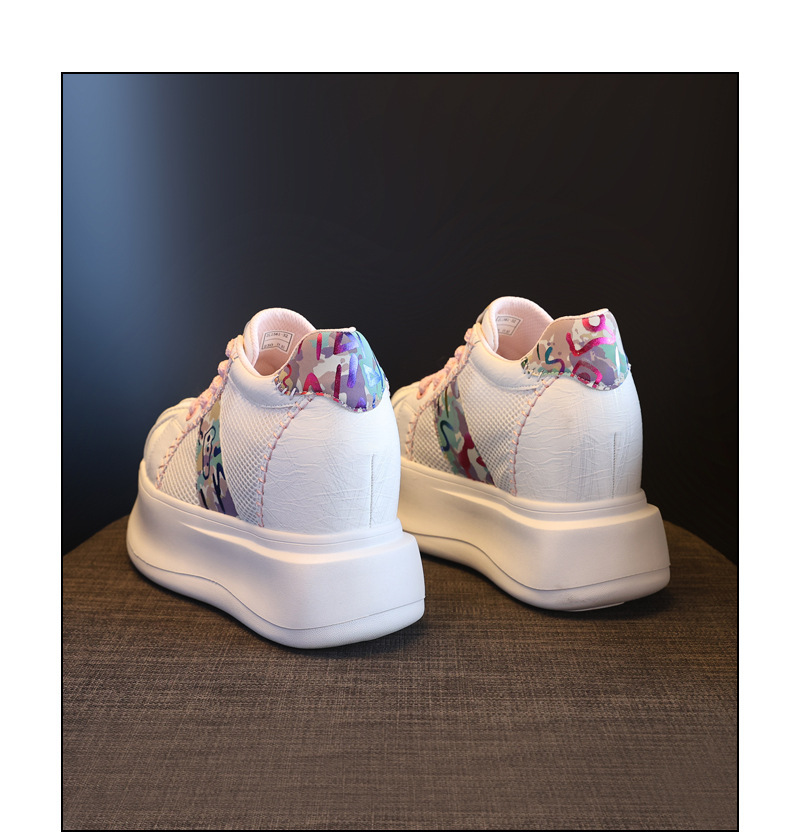 Giày sneaker nữ đế dày tăng chiều cao lưới thoáng khí phối màu trắng hồng — Trắng hồng chi tiết 20