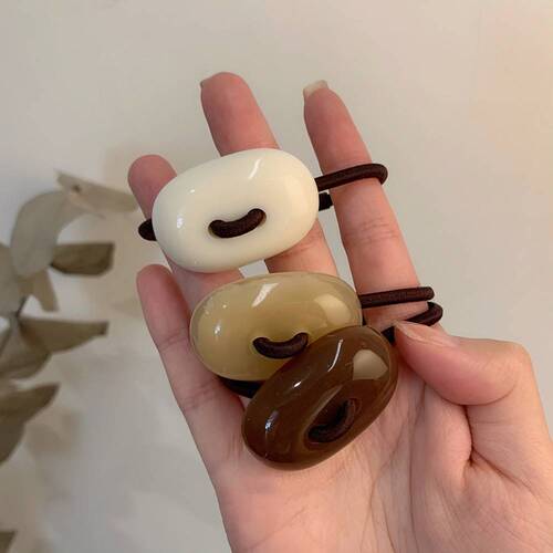Korean style simple acrylic oval hair band for small fresh girls to tie their hair into a high ponytail and versatile button headband hair accessories