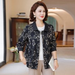妈妈春秋款外套洋气时尚50岁中年妇女衣服中老年女装休闲夹克上衣