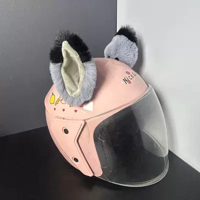 Color Matching Plush Cat | Motosiklet dəbilqələri - three-dimensional-gray-black-pointed-cat-ears