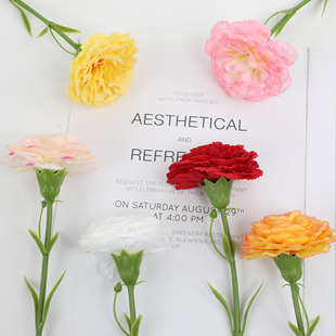 Artificial flower single carnation, artificial flower, silk flower, home hotel decoration, wedding table decoration, photo props wholesale