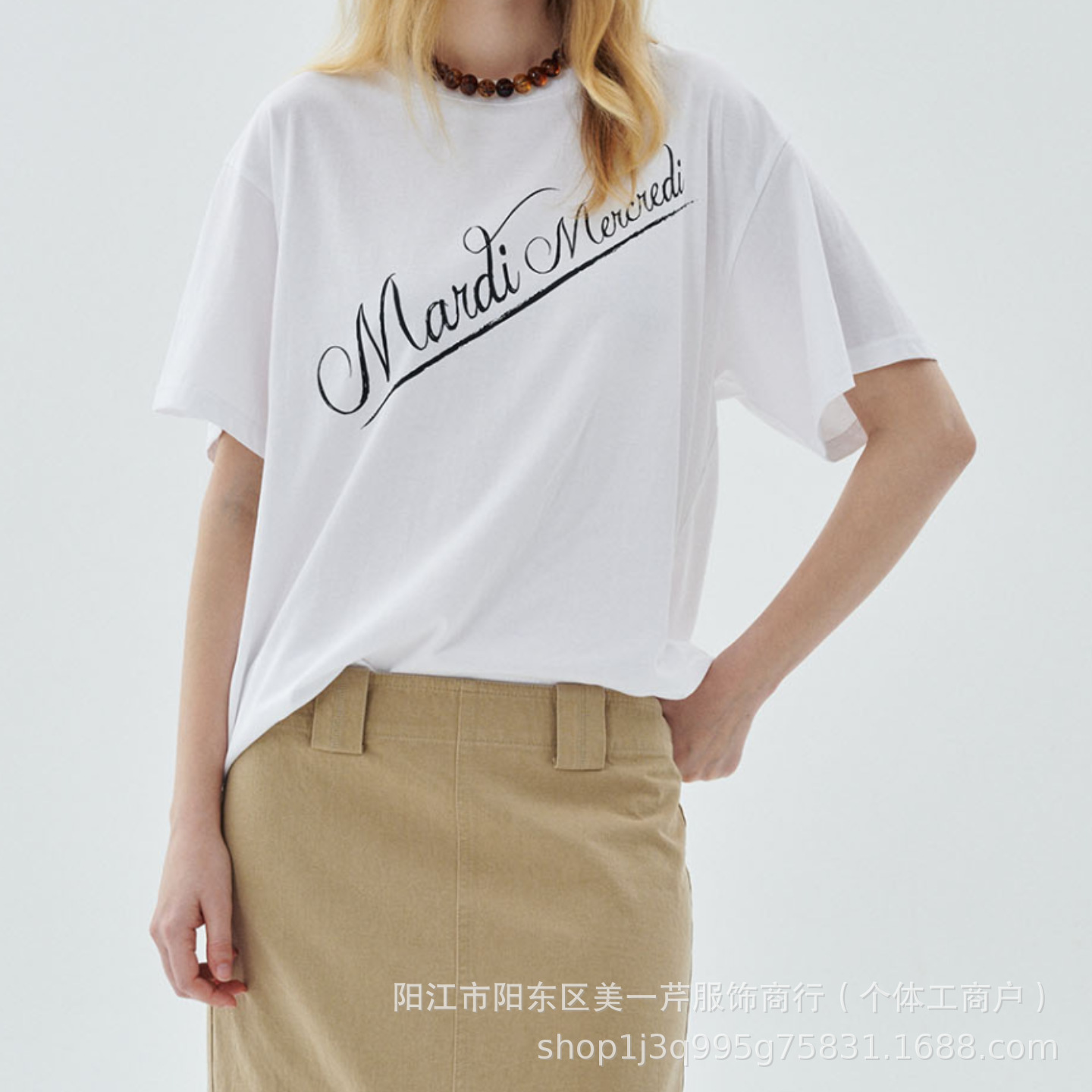 工厂直供服装夏款MARDI新款Boyish性格字母极简风印花圆领短袖T恤