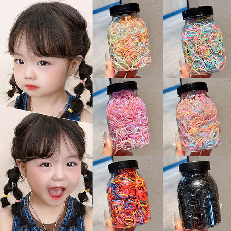 Niños desechables de alta elasticidad correa de goma negra para mujeres, cabello para niñas, anillo de cabello grueso para bebés, no lastimar el cabello elástico image 3
