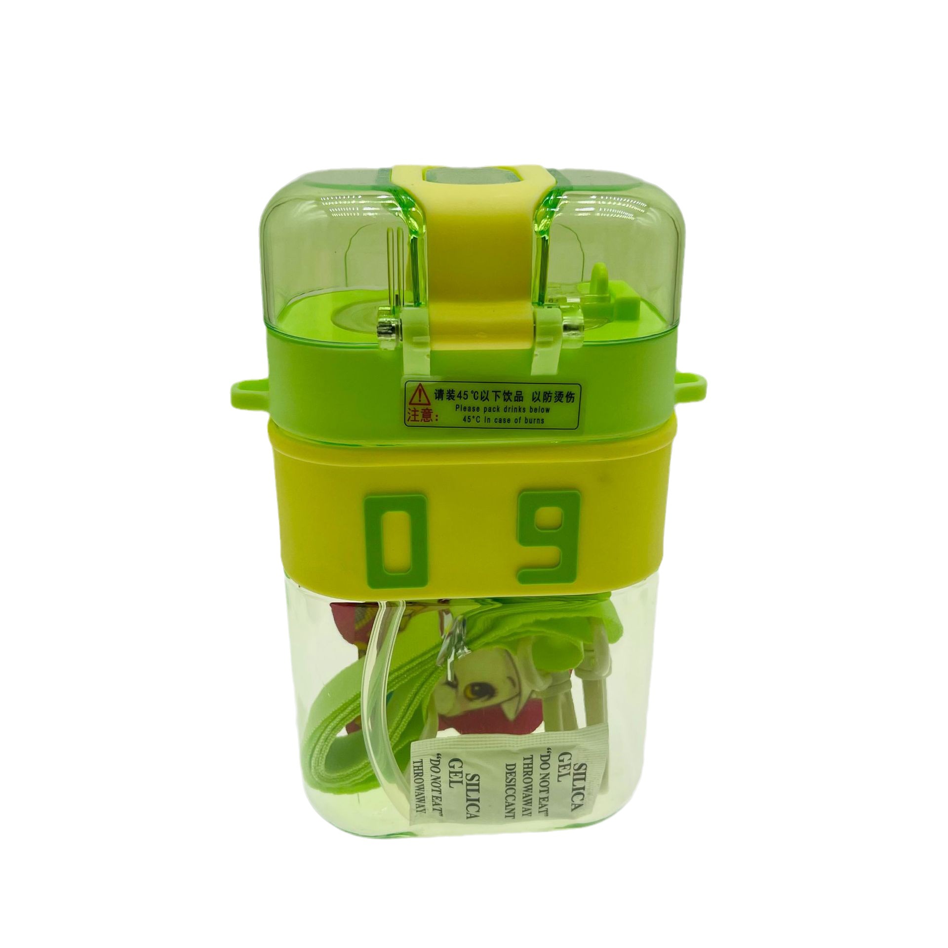 Zanuo dibujos animados de comercio exterior red cuadrada de paja roja taza de helado taza de plástico PC estudiante taza Correa al aire libre deportes taza