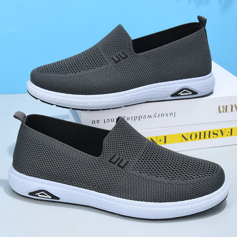 Men's Shoes 2023 Summer New Breathable Mesh Men's Casual Slip-On Slides Soft Bottom Old Beijing Cloth Shoes