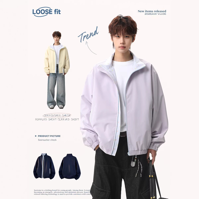 Jack's Basic Workwear Stand-Collar Jacket for Men and Women, Loose Fit, Color-Blocking Zipper Cardigan, Trendy Brand Outerwear for Men Jack's Basic Workwear Stand-Collar Jacket for Men and Women, Loose Fit, Color-Blocking Zipper Cardigan, Trendy Brand Outerwear for Men
