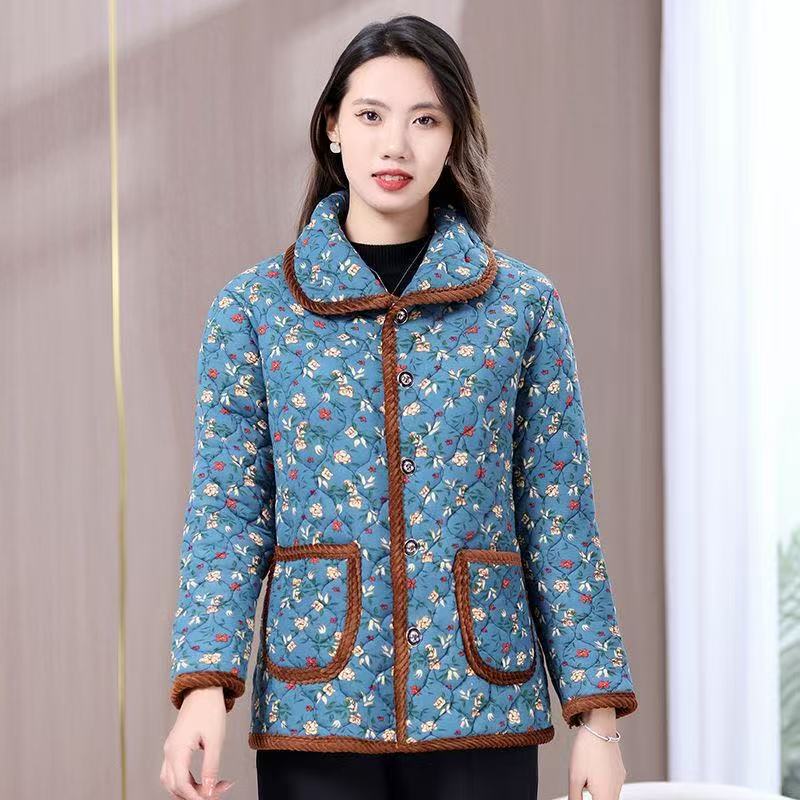 中老年妈妈棉袄短款棉衣翻领保暖加绒加厚奶奶冬装棉服上衣外套女|undefined