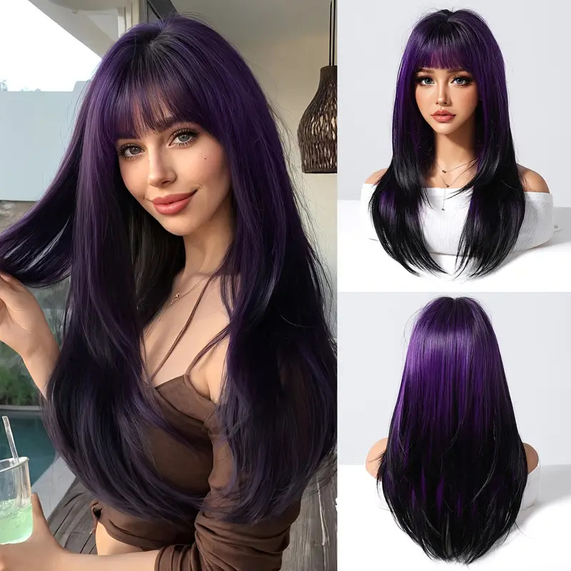 Nuevo flequillo de color degradado, cabello rizado de longitud media de alto nivel, peinado y reducción de la edad, peluca de dopamina de verano, tipo de cabello completo image 8