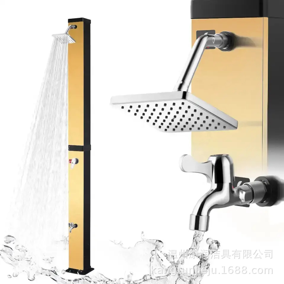 Kangrun Amazon ofrece 40L paneles de cepillado oro de gran capacidad de baño solar de plástico tanque de agua solar
