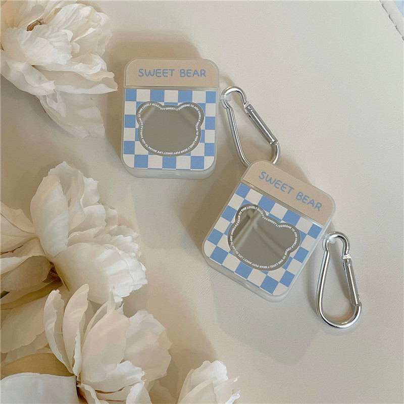 Blue Checkerboard Bear Mirror Airpods Earphone Protective Shell display picture 6