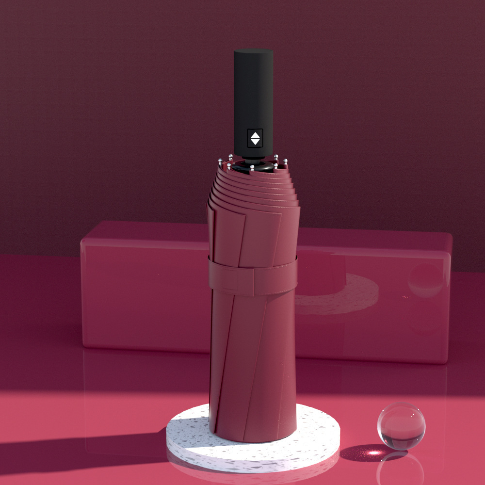 전자동 10본 버건디-블랙 우산 손잡이