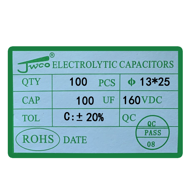 Condensador electrolítico enchufable directo de aluminio de la fábrica completa de la especificación JWCO jiaweicheng del condensador 13*17/21/25
