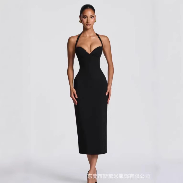 Sdm220 Stylish Halter Neck Tube Top Dress with Slit, Vacation Mini Dress, Direct Source for Export Sdm220 Stylish Halter Neck Tube Top Dress with Slit, Vacation Mini Dress, Direct Source for Export