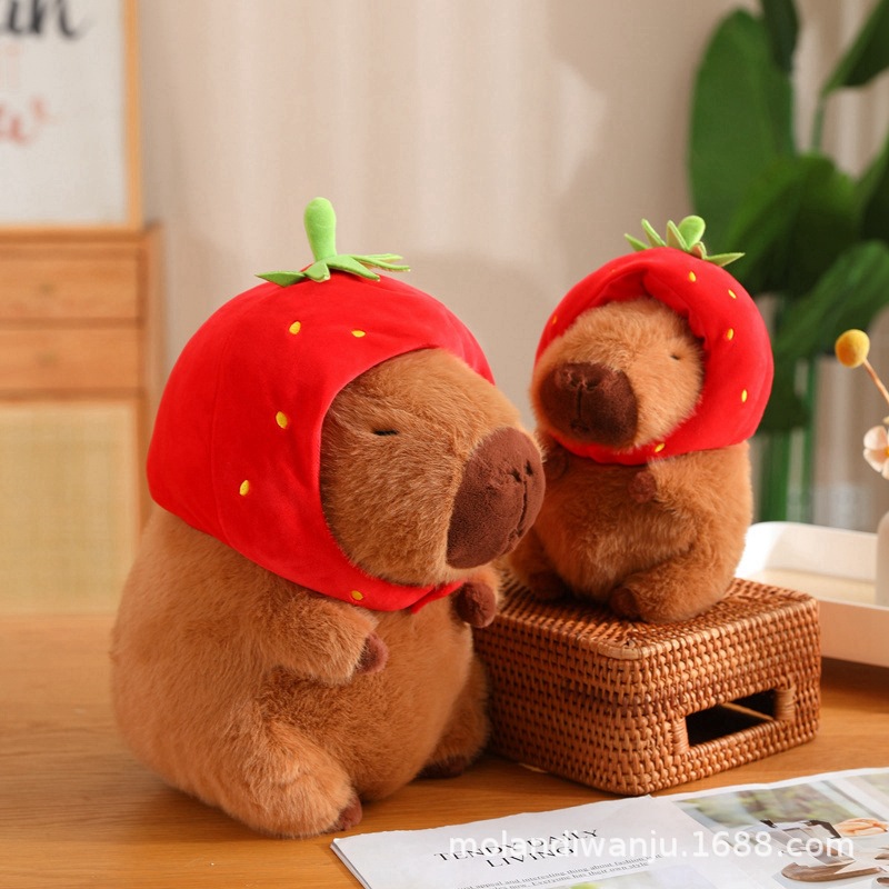 Capabala doll strawberry capybara doll capabala pendant capybara snap ring ugly cute doll bag ornaments