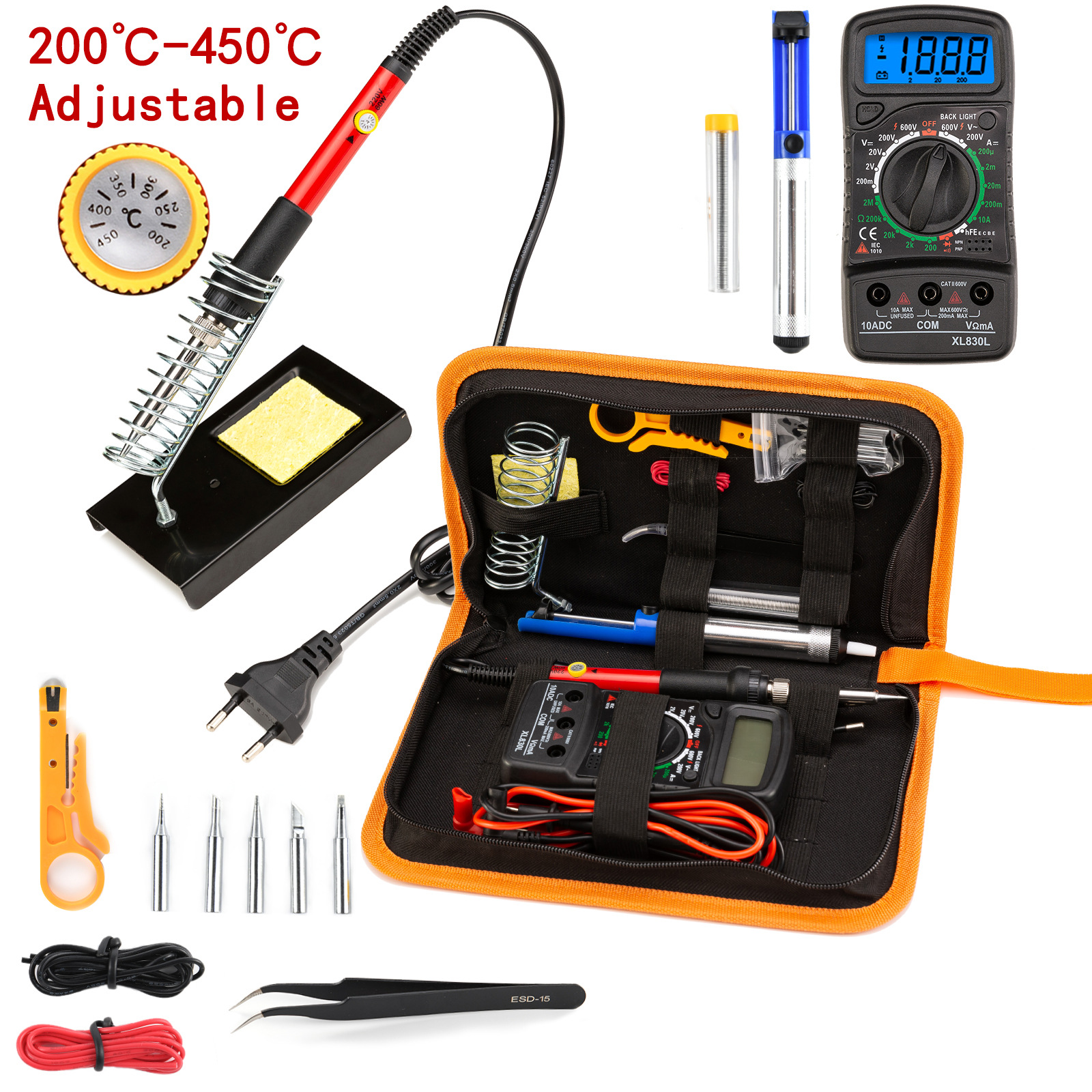 跨境可調溫電烙鐵焊接工具包套裝110V歐規英規220V936烙鐵60W廠家