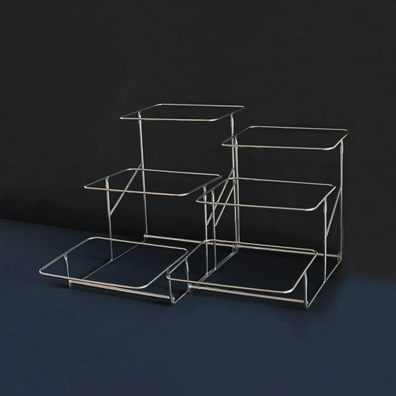 Double-layer stand stainless steel, rectangular dinner plate