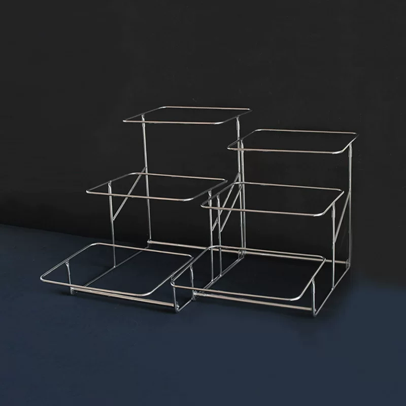 Double-layer stand stainless steel, rectangular dinner plate