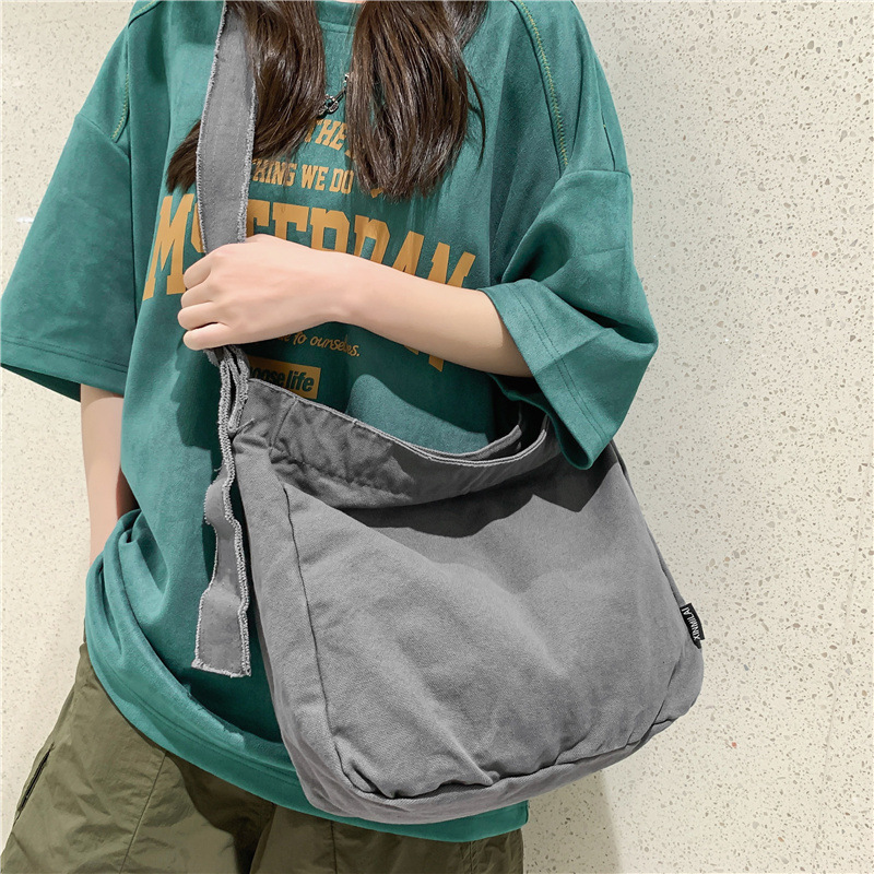 Large-Capacity Washable Canvas Bag, Artistic Women's Shoulder Bag, Student School Backpack, Cloth Bag, Crossbody Bag, 2025 New Model