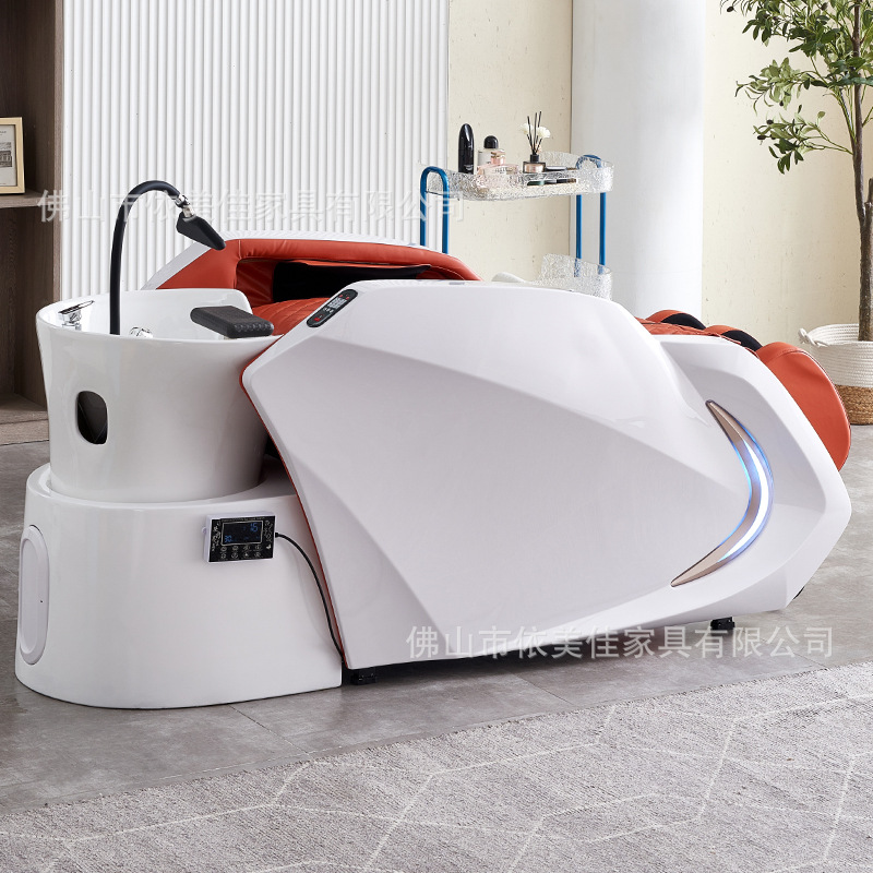 Cama de lavado de cabello de masaje inteligente para barbería especial de circulación de agua a temperatura constante, sala de peluquería multifuncional de tratamiento de cabello, cama de lavado de cabello