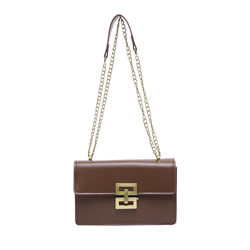 2025 nuevo bolso de hombro de tendencia bolso de mujer retro europeo y americano cadena de moda bolso cuadrado pequeño bolso de mensajero con cerradura creativa