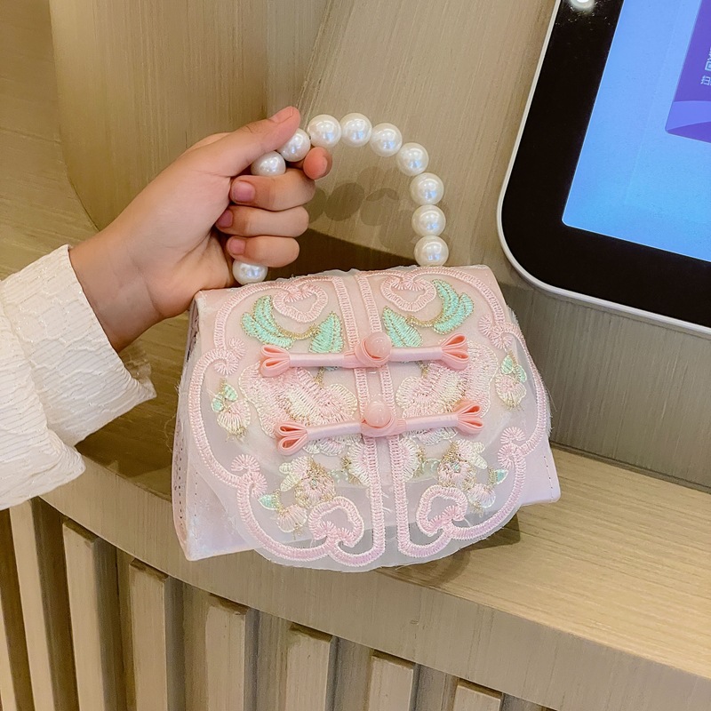 Bolsos infantiles de alto nivel, exquisitos antiguos, bolsos de cambio de niña, bolsos de mano de perlas de princesa, bolsos de almacenamiento