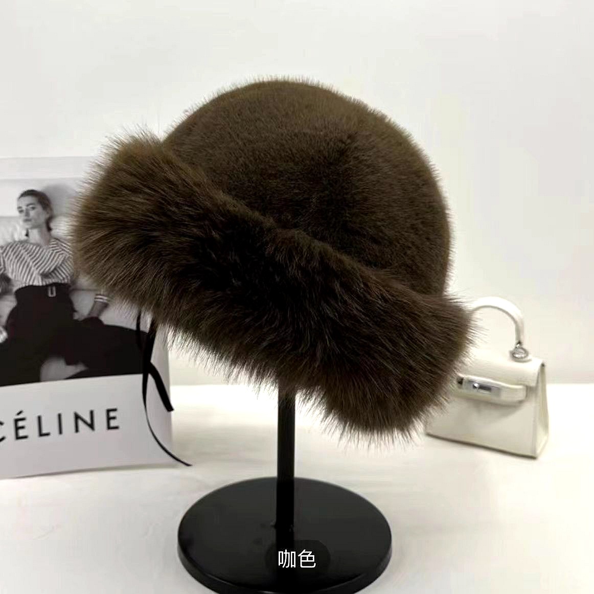 Sombreros de peluche mujeres invierno versátil sombrero mongol moda sombrero de peluche de piel grueso calentamiento sombrero de pescador de invierno