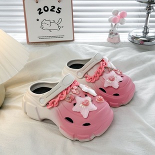 Eva Cartoon Girls Gradient Color Croc Shoes Women's Summer Indoor Medium and Large Children's Outdoor Beach Sandals and Slippers Women's Wholesale