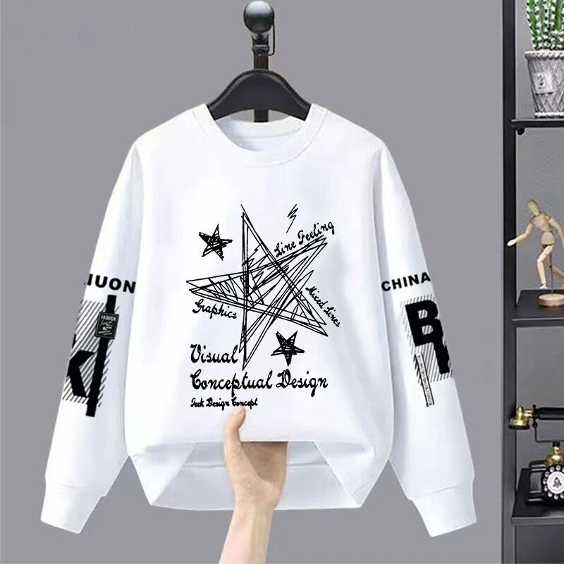 Spring and Autumn new collection: thin, round-neck, long-sleeved men's T-shirt, loose-fitting, suitable as an undershirt, trendy men's top for young people and students Spring and Autumn new collection: thin, round-neck, long-sleeved men's T-shirt, loose-fitting, suitable as an undershirt, trendy men's top for young people and students