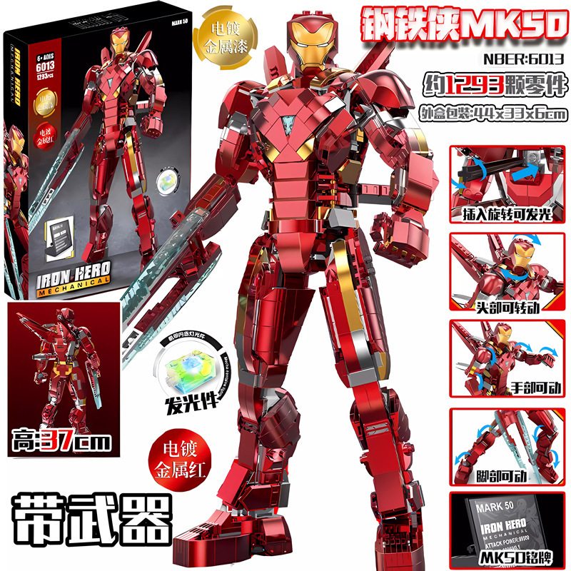 Iron Man Mecha Mk50 Gundam Model Robot Hulkbuster Assembled Building Blocks Mk85 Children's Toy Boy