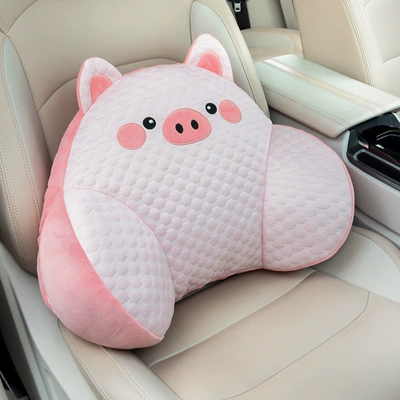 Headrest: cartoon car waist pillow car - little-pink-pig-1-waistrest