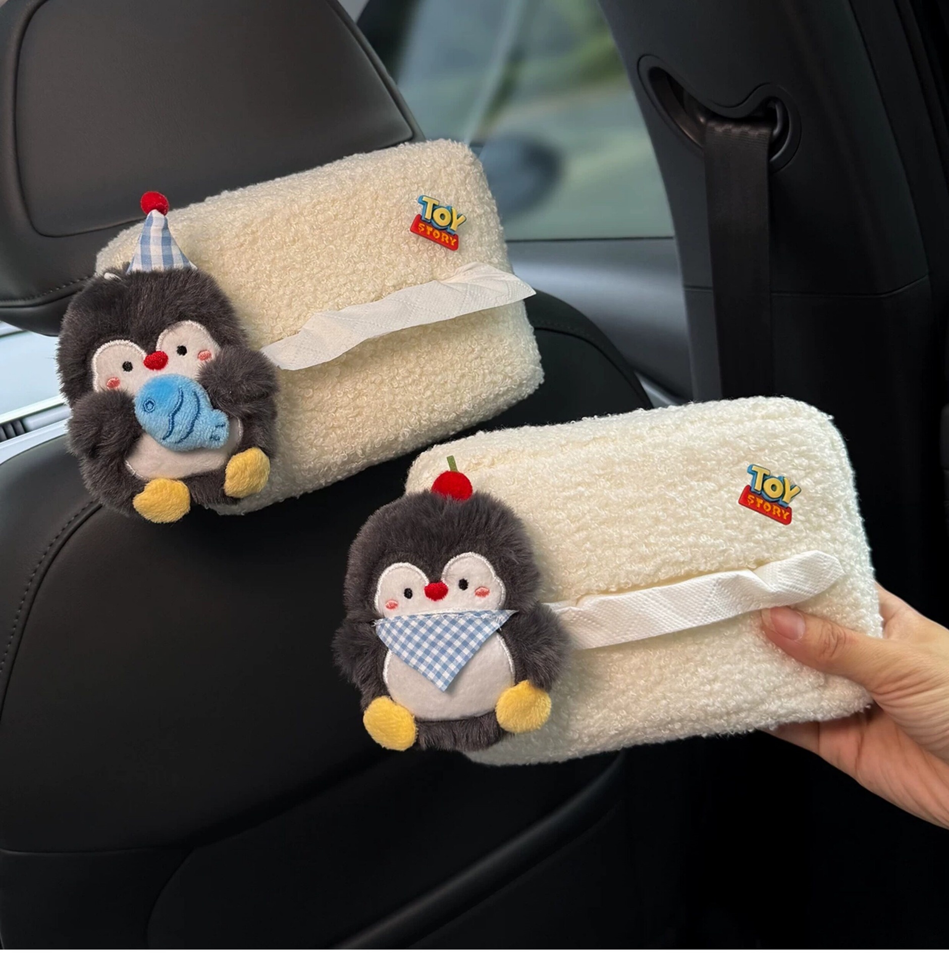 Cute Penguin Car Tissue Box 2026 New Model Rear Seat Headrest Hanging Style High-end for Women