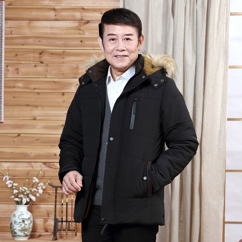 Nuevo abrigo de invierno acolchado de algodón de papá de mediana edad abrigo de invierno de abuelo abrigo de algodón acolchado de hombres de mediana edad y ancianos abrigo de algodón acolchado grueso forrado de lana