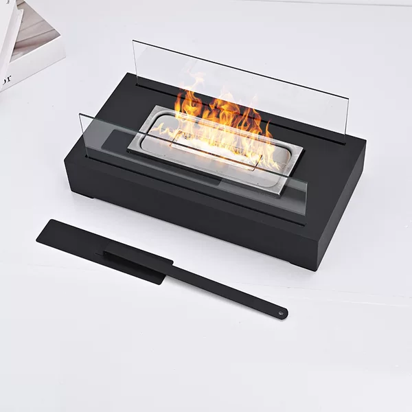 Rectangular Fireplace Tabletop Alcohol Stove with Real Flame Hardware, Indoor Ambiance Heating Real Flame Heater