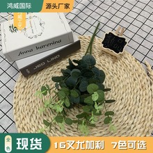 现货16叉尤加利彩色金钱叶家居婚庆酒店装饰仿真叶子婚礼现场布置