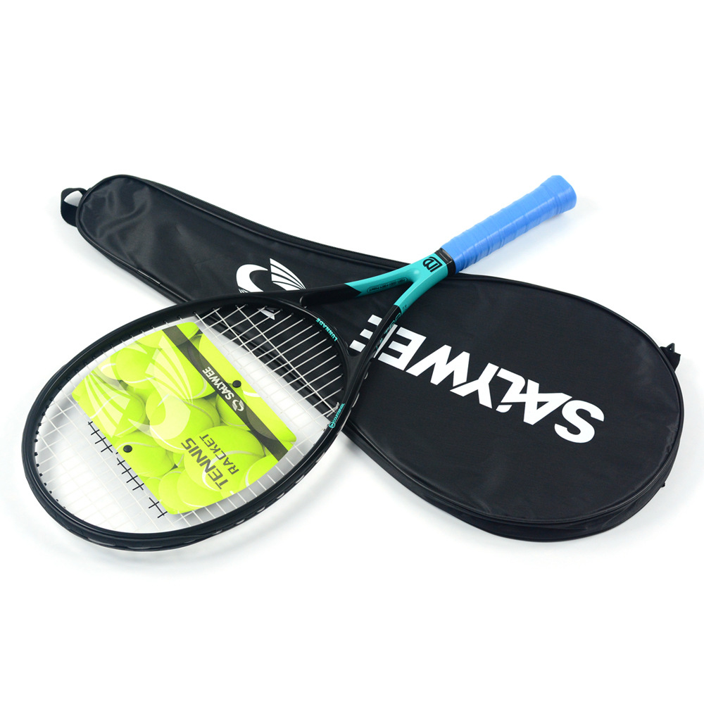 SALYWEE raqueta de tenis profesional integrada de fibra de carbono de aluminio genuino para principiantes, absorción de impactos ligera, gran raqueta, hombres y mujeres simples y dobles