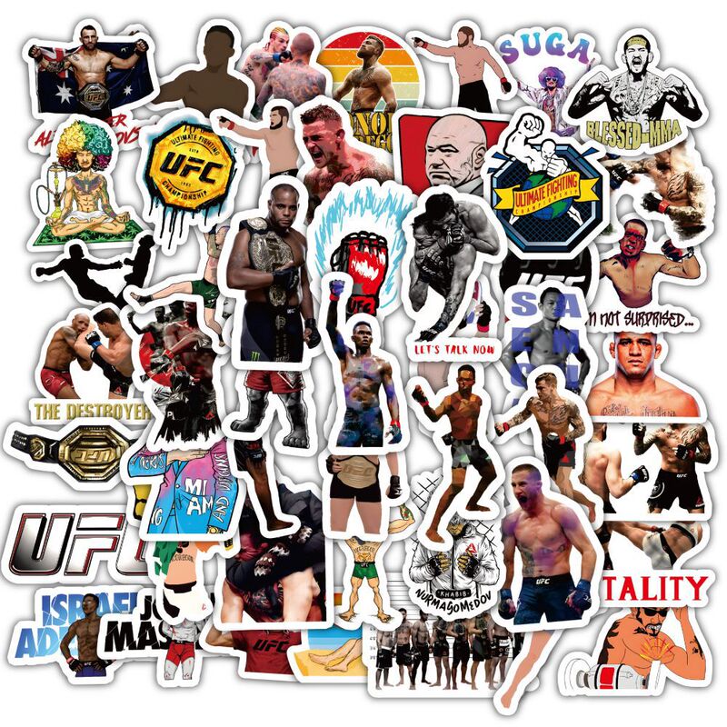 60 Stickers Cross-Border Cartoon Ufc Boxing Stickers Decorative Mobile Phone Case Suitcase Helmet Handbook Material Waterproof Stickers