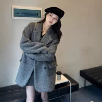 Демисезонное trench coat, шерстяное пальто, костюм, для подростков, усиленная толщина