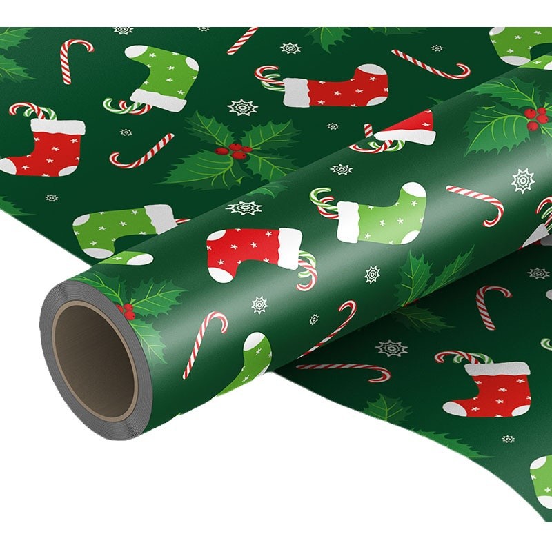 Gran tamaño de 70 cm de ancho en stock, papel de regalo de Navidad, papel de regalo de exportación