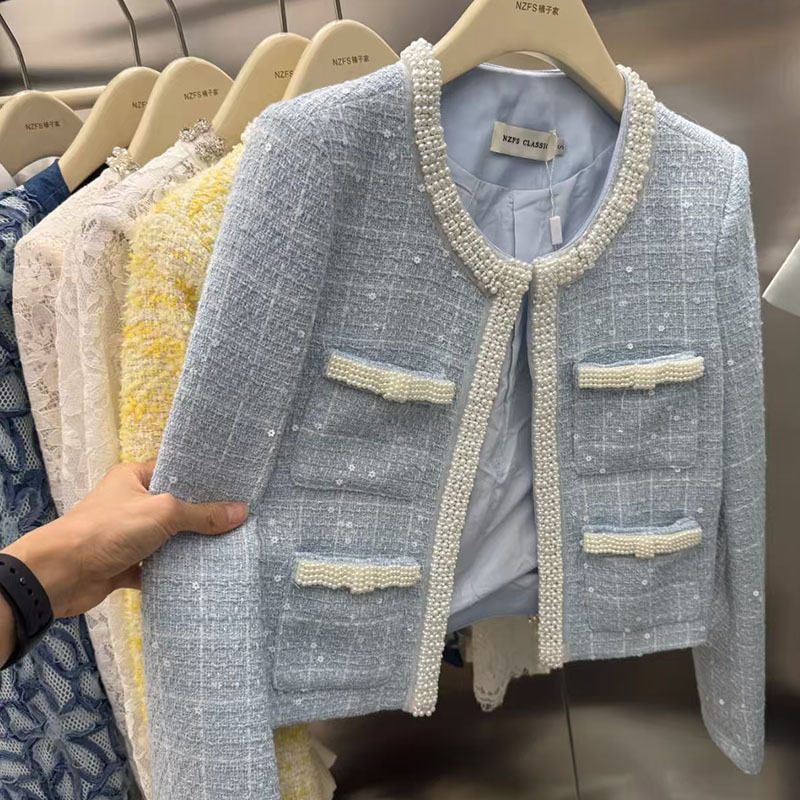 Guangzhou Thirteen Lines Spring and Autumn Tweed Chanel Style Short Jacket Brand Women's Wholesale Live Streaming Physical Supply