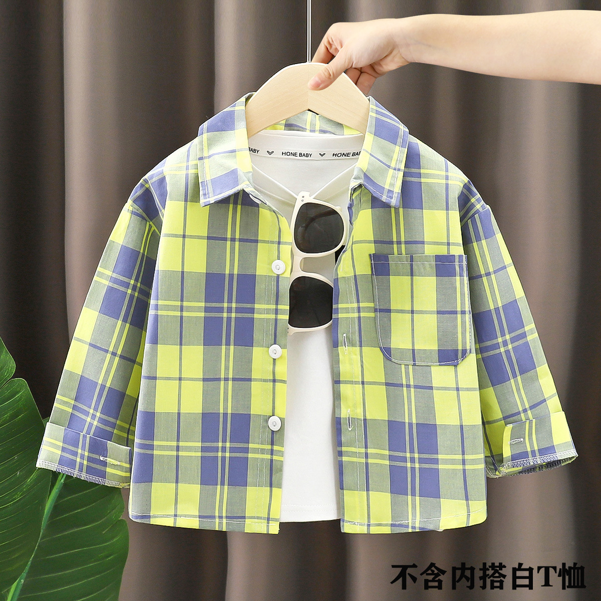 Camisa para niños para hombre 2025 nueva camisa a cuadros de algodón de estilo occidental para bebés primavera y otoño Cárdigan de solapa de moda para niños
