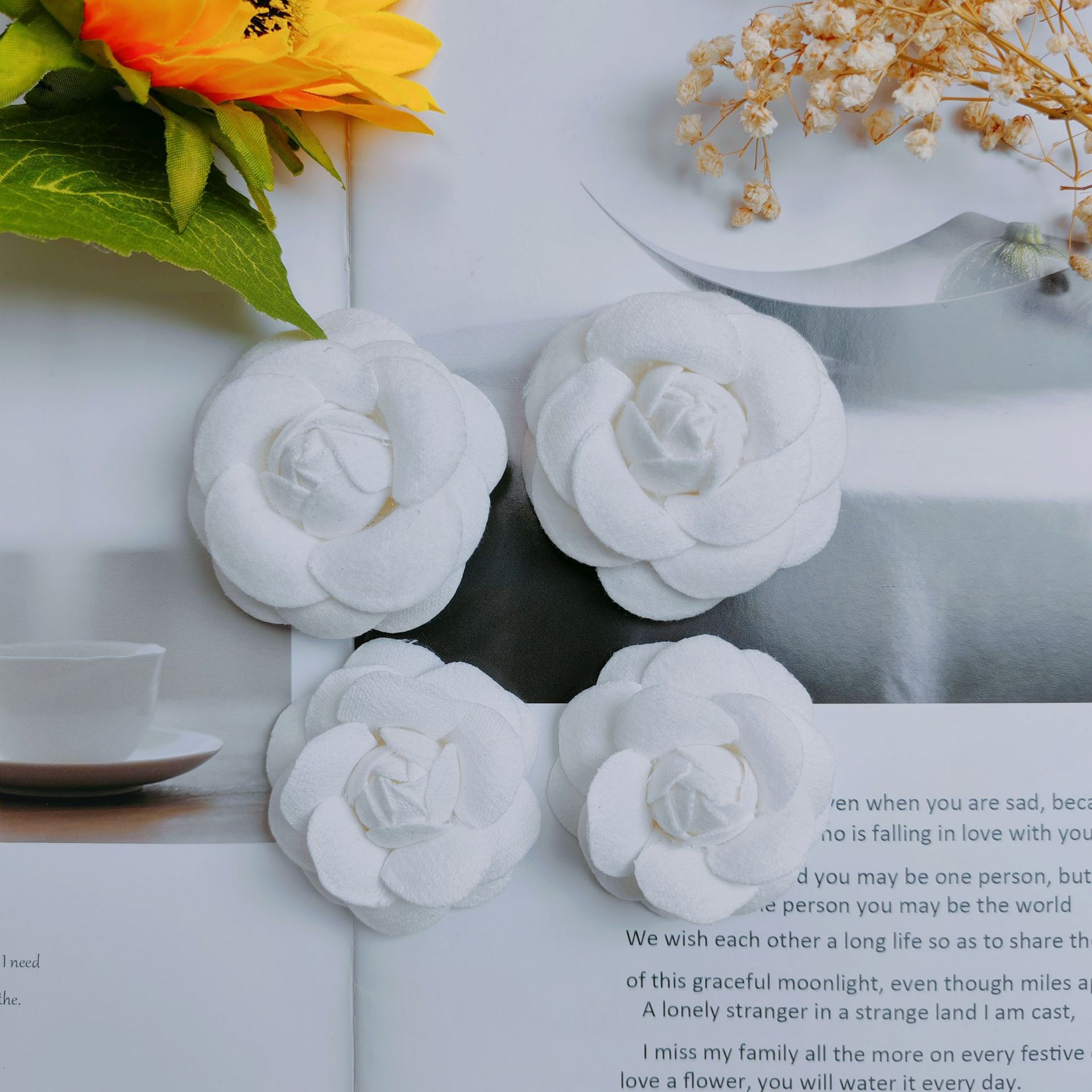Handmade Camellia Brooch Floral Hair Accessory For Clothing_voghion.com